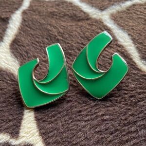 Vintage 80’s Green and Gold Tone Earrings